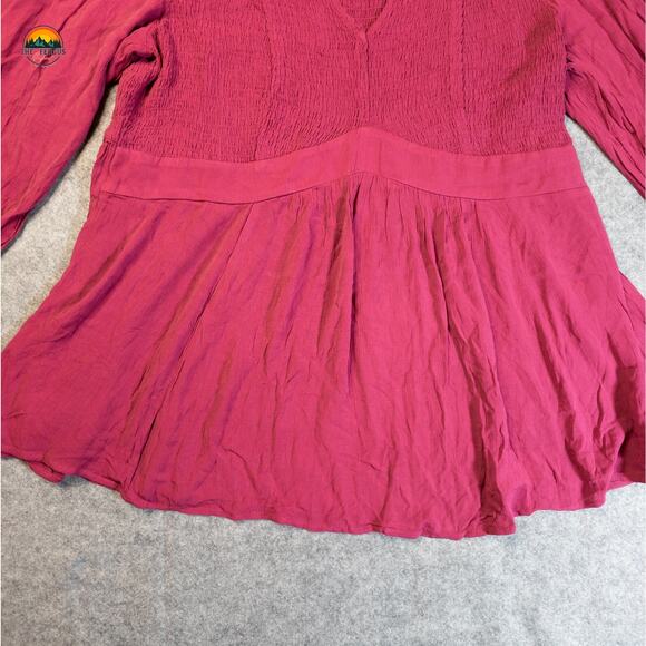 NWT Torrid Babydoll Blouse Top Pink Crinkle Gauze Boho Women's Plus Size 2 18/20 - Picture 4 of 8
